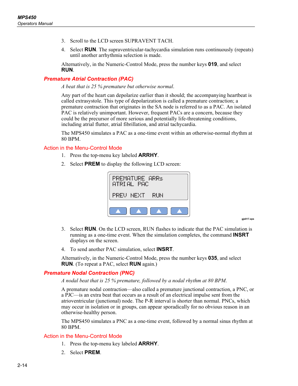 Premature atrial contraction (pac), Premature nodal contraction (pnc) | Fluke Biomedical MPS450 User Manual | Page 46 / 126