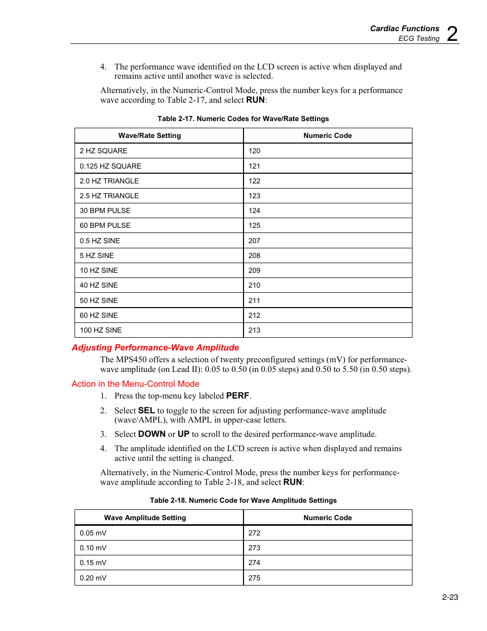 Adjusting performance-wave amplitude | Fluke Biomedical MPS450 User Manual | Page 55 / 126