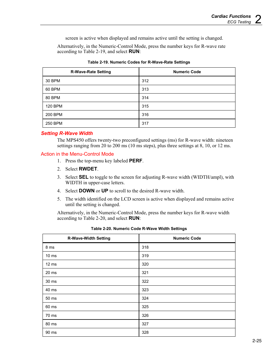 Setting r-wave width | Fluke Biomedical MPS450 User Manual | Page 57 / 126