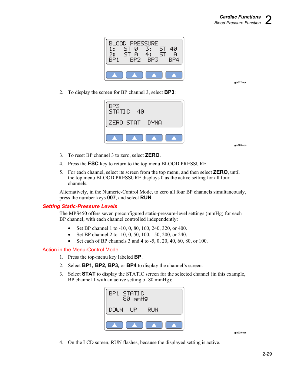 Setting static-pressure levels | Fluke Biomedical MPS450 User Manual | Page 61 / 126