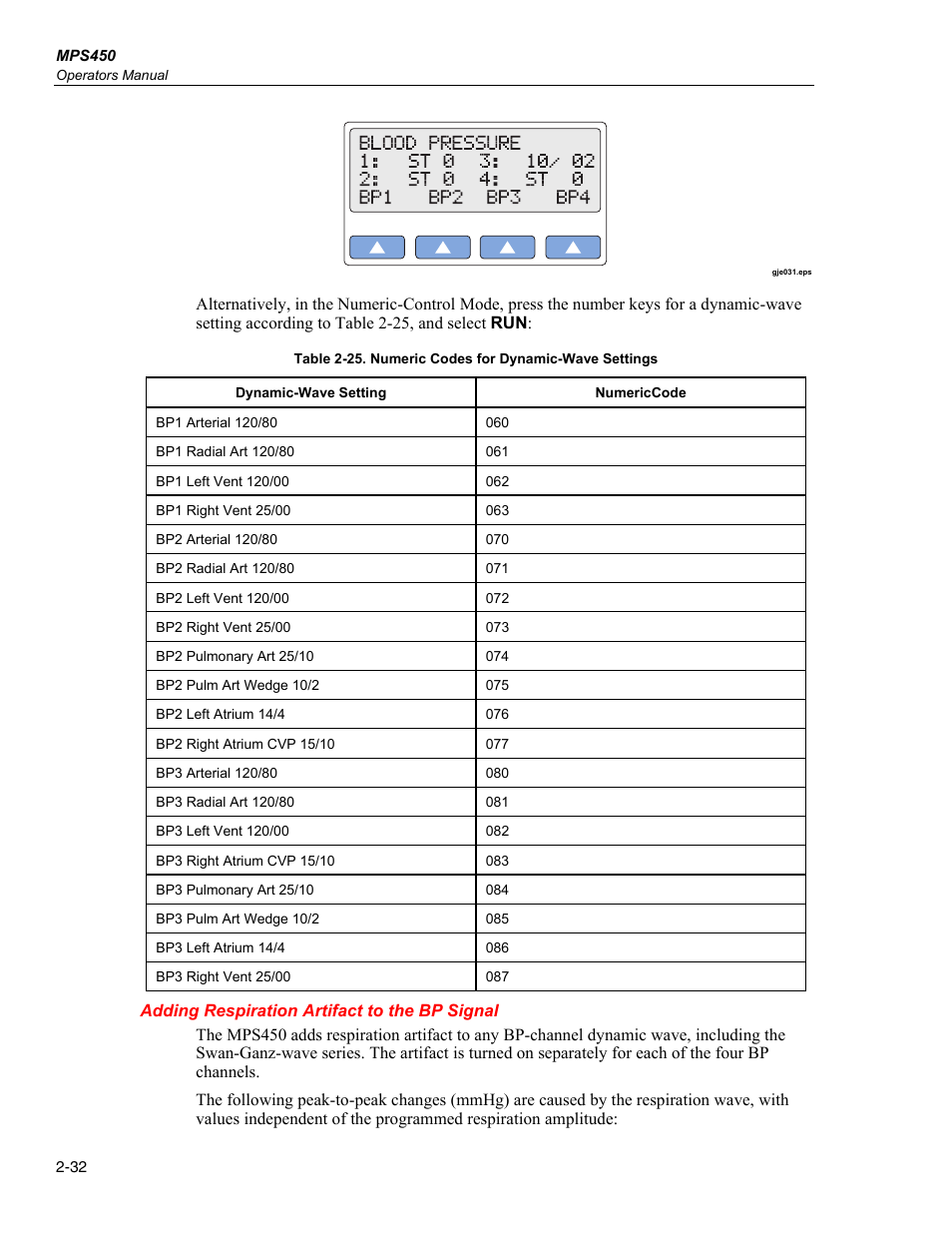 Adding respiration artifact to the bp signal | Fluke Biomedical MPS450 User Manual | Page 64 / 126