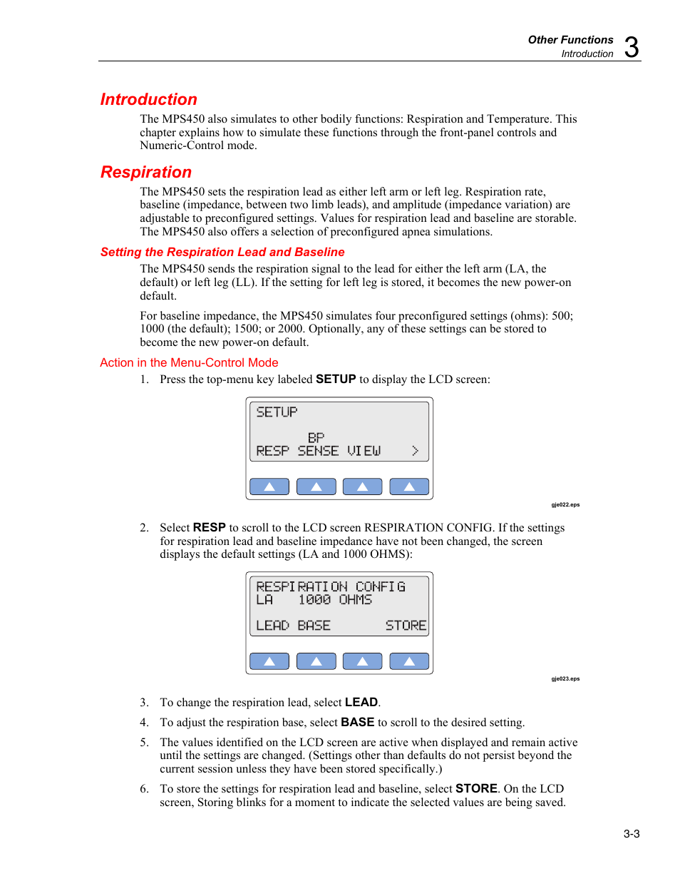 Introduction, Respiration, Setting the respiration lead and baseline | Fluke Biomedical MPS450 User Manual | Page 77 / 126