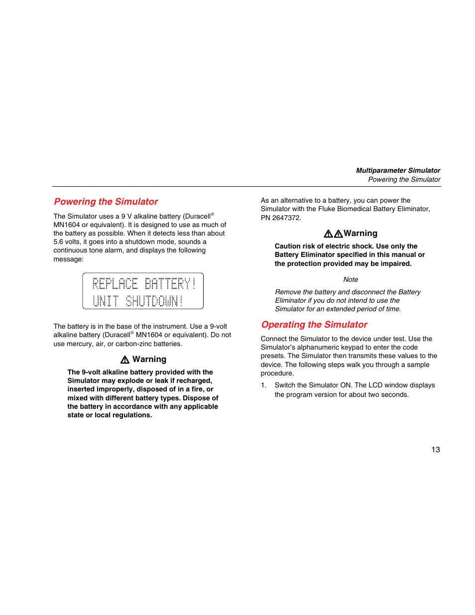 Powering the simulator, Operating the simulator | Fluke Biomedical PS420 User Manual | Page 23 / 42