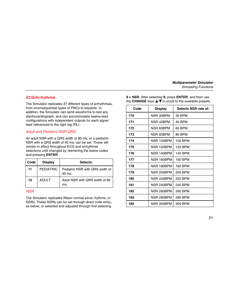 Ecg/arrhythmia, Adult and pediatric nsr qrs | Fluke Biomedical PS420 User Manual | Page 31 / 42