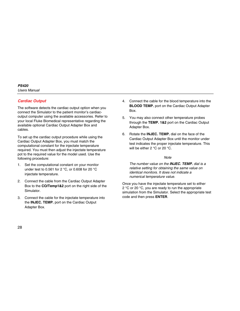 Cardiac output | Fluke Biomedical PS420 User Manual | Page 38 / 42