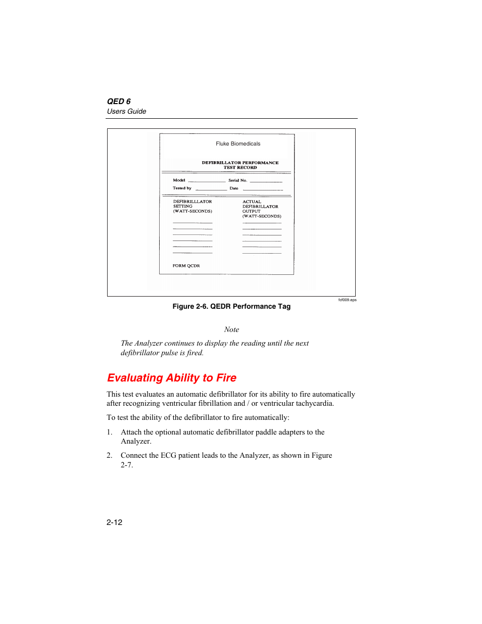 Evaluating ability to fire | Fluke Biomedical QED 6 User Manual | Page 38 / 72