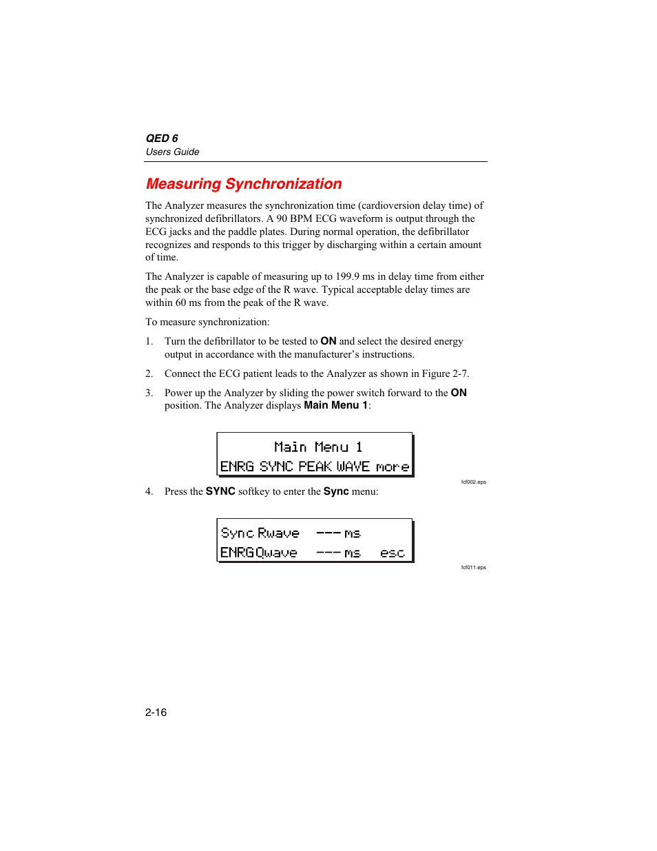 Measuring synchronization | Fluke Biomedical QED 6 User Manual | Page 42 / 72