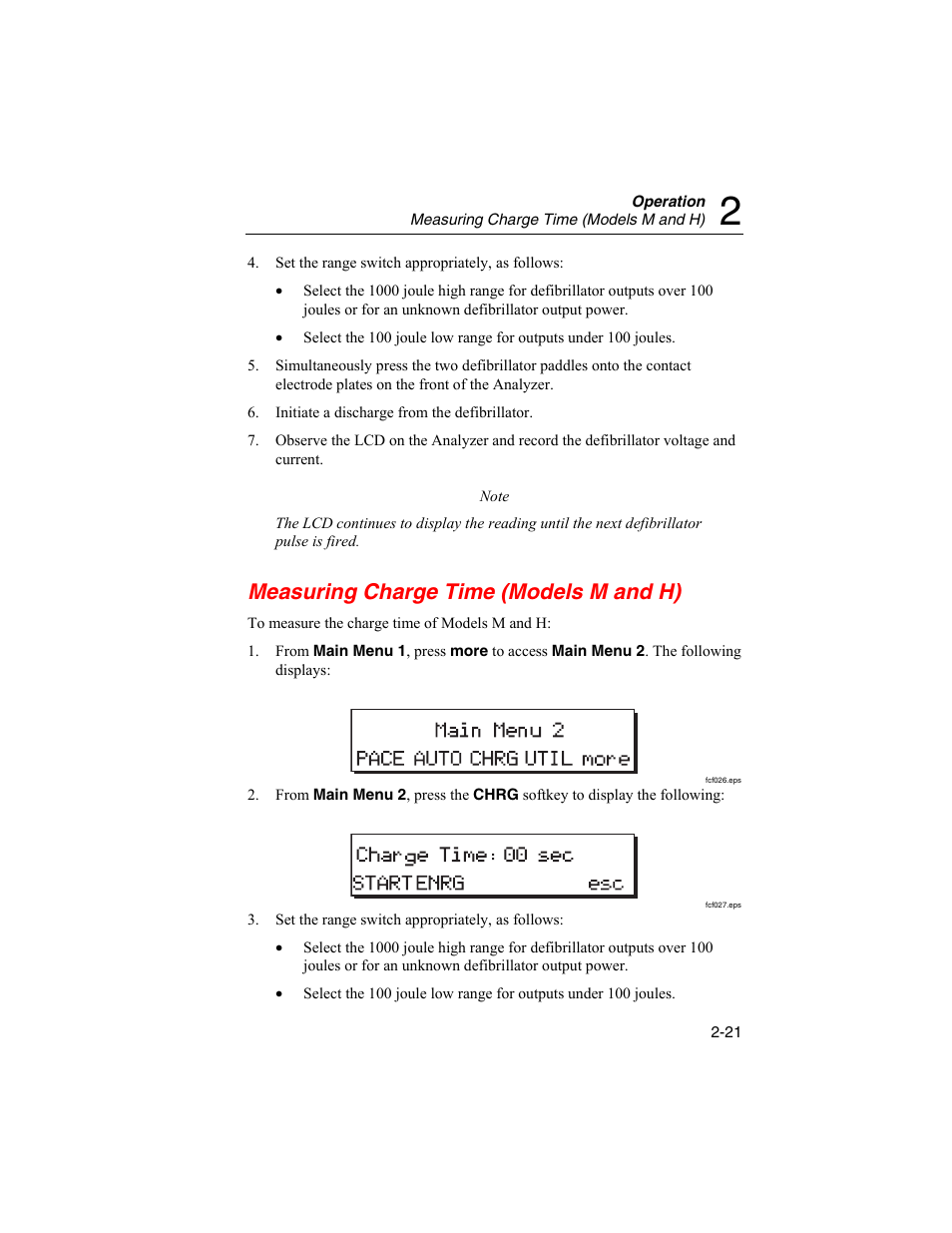 Measuring charge time (models m and h) | Fluke Biomedical QED 6 User Manual | Page 47 / 72