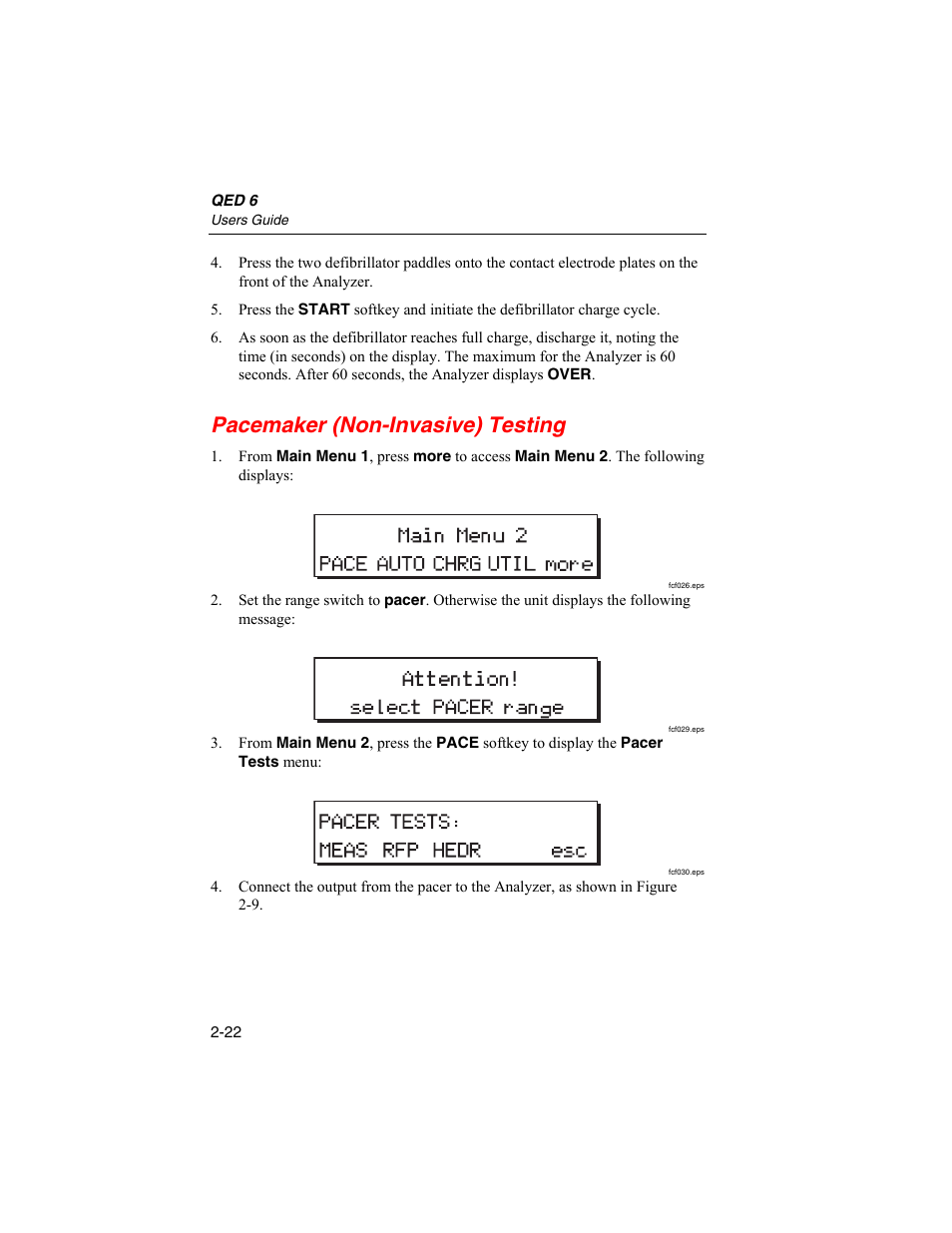 Pacemaker (non-invasive) testing | Fluke Biomedical QED 6 User Manual | Page 48 / 72