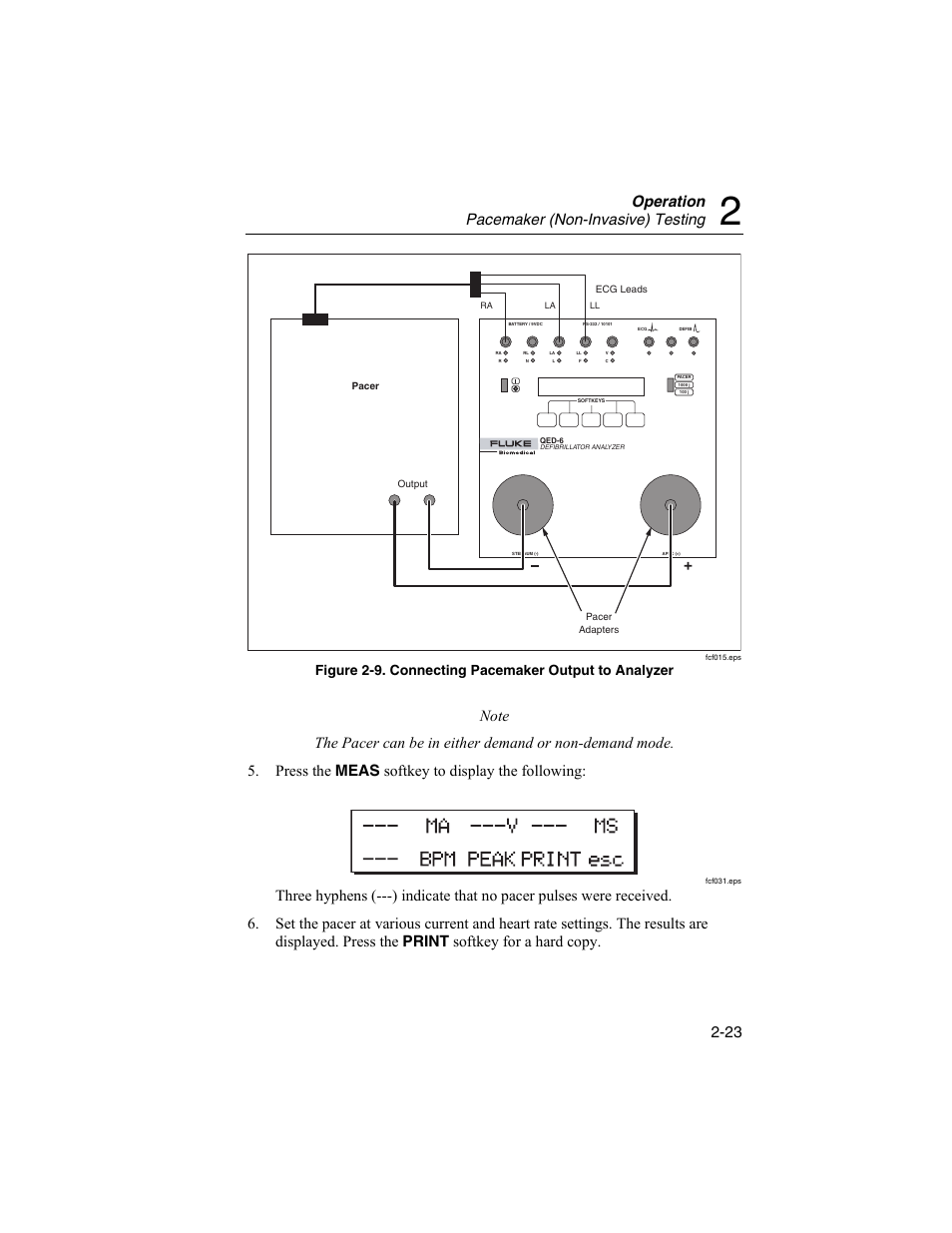Operation pacemaker (non-invasive) testing | Fluke Biomedical QED 6 User Manual | Page 49 / 72