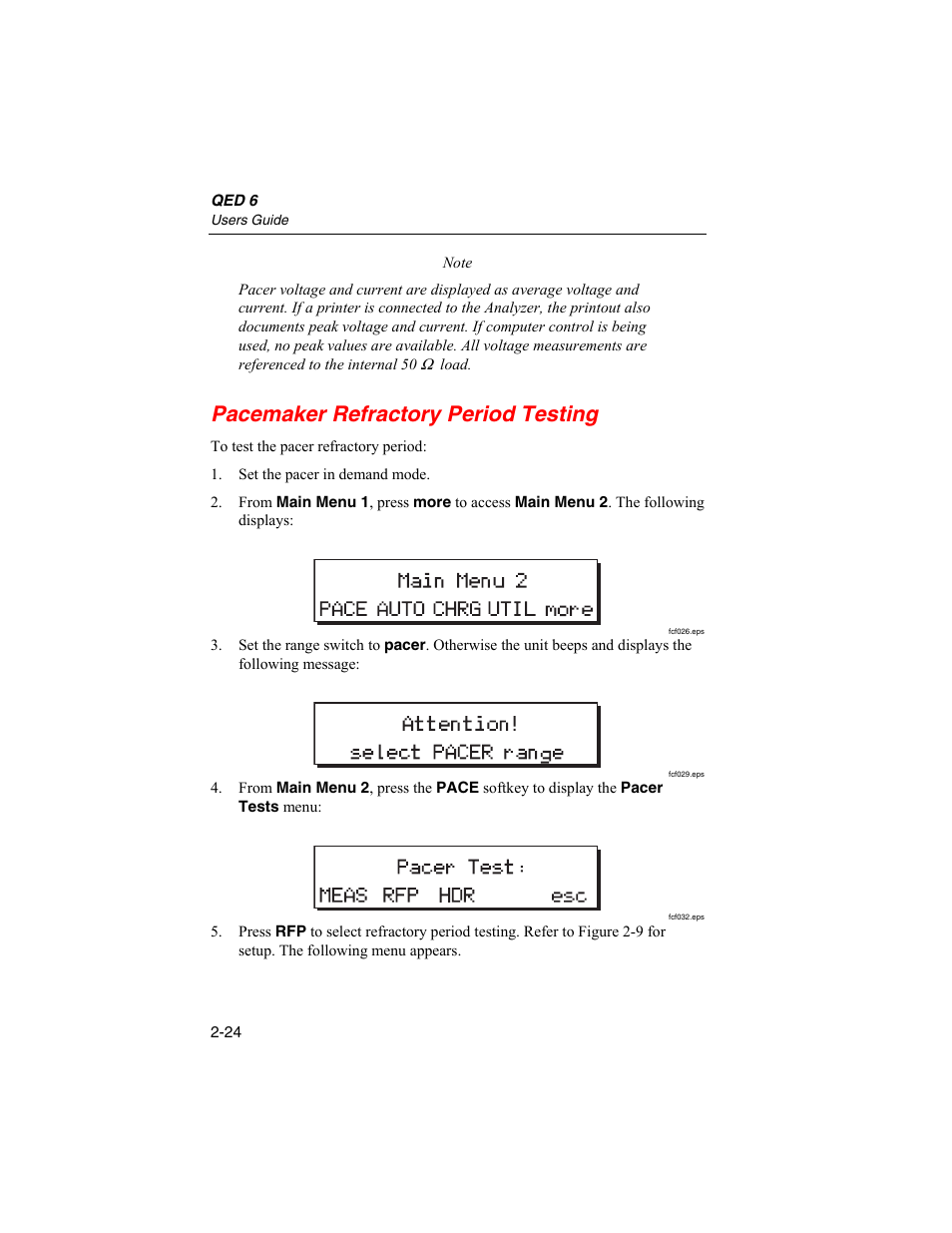 Pacemaker refractory period testing | Fluke Biomedical QED 6 User Manual | Page 50 / 72