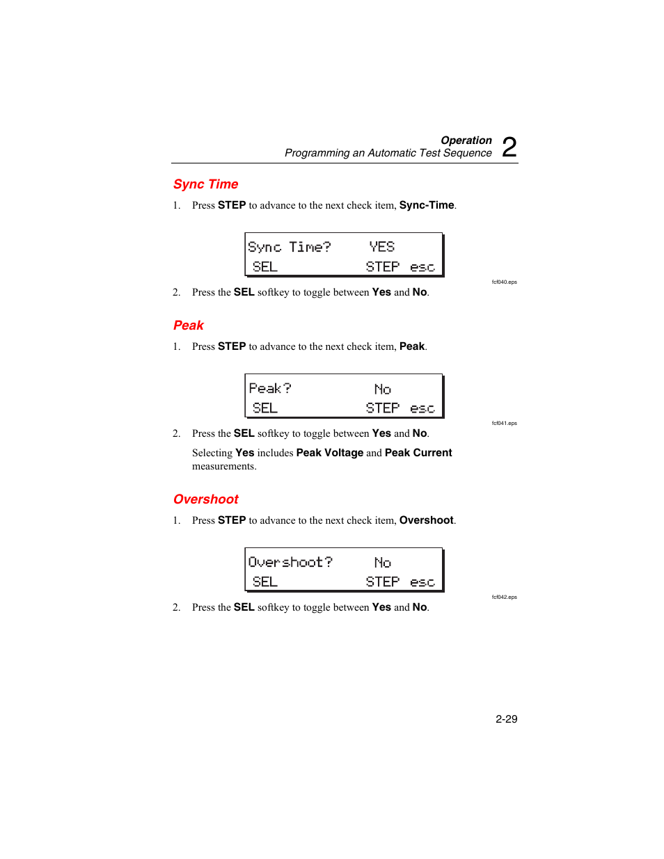 Sync time, Peak, Overshoot | Fluke Biomedical QED 6 User Manual | Page 55 / 72