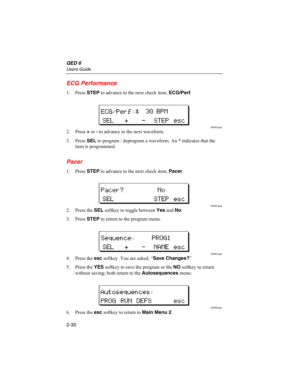 Ecg performance, Pacer | Fluke Biomedical QED 6 User Manual | Page 56 / 72