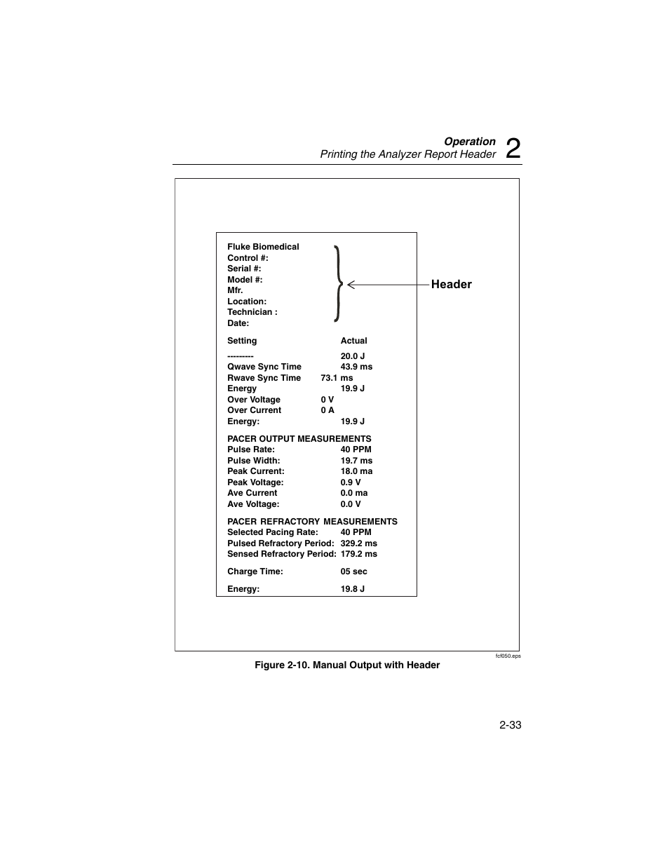 Header | Fluke Biomedical QED 6 User Manual | Page 59 / 72