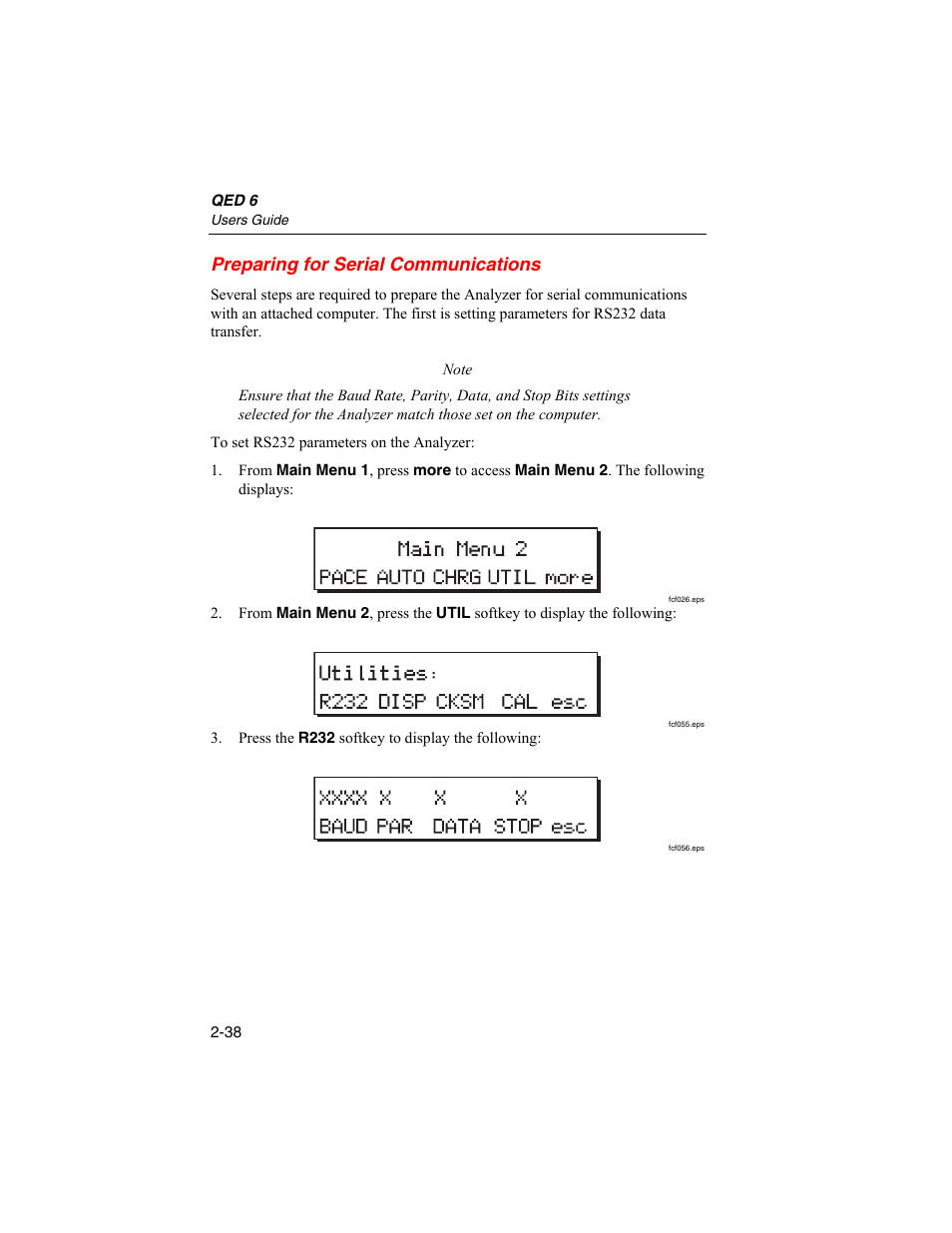 Preparing for serial communications | Fluke Biomedical QED 6 User Manual | Page 64 / 72