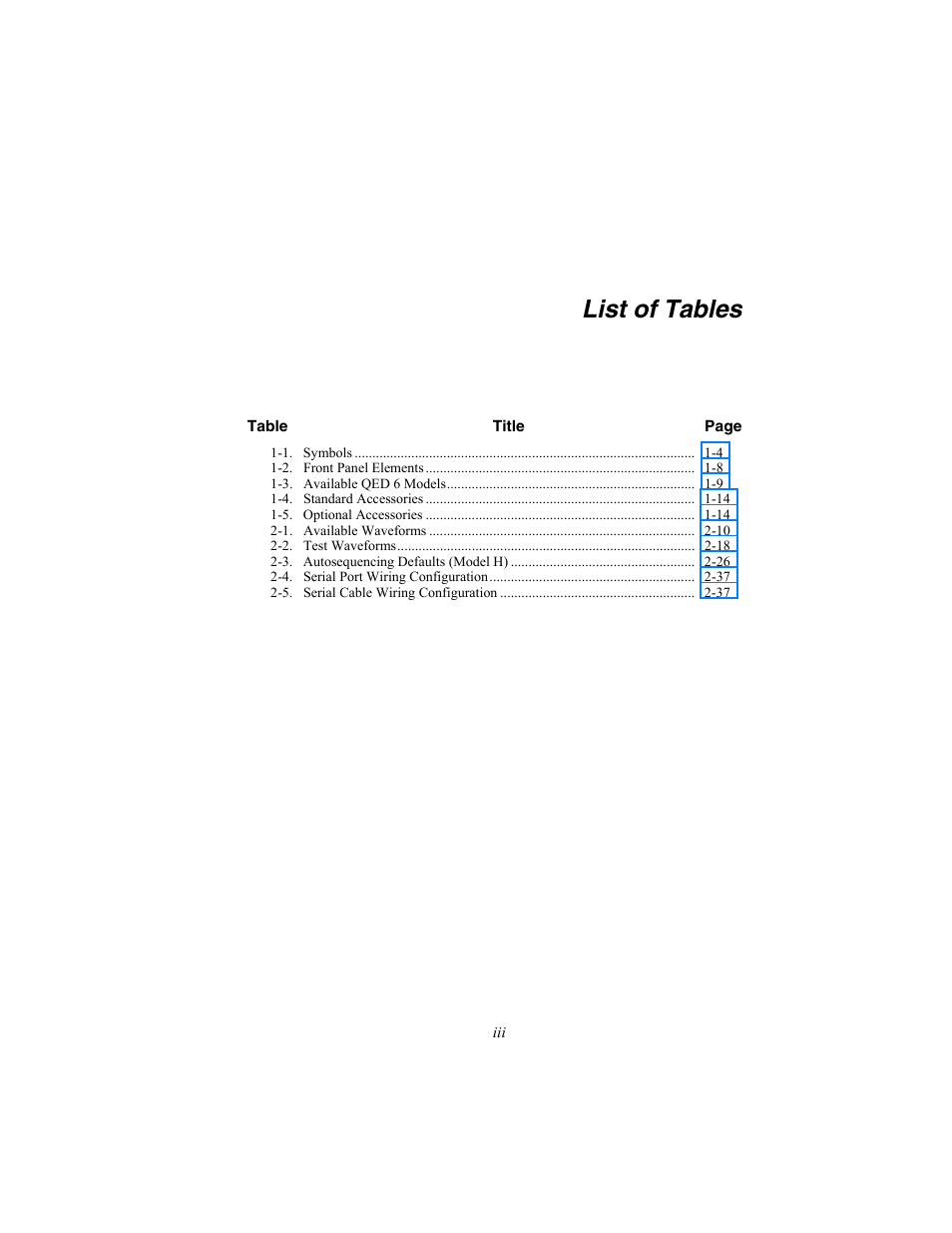 List of tables | Fluke Biomedical QED 6 User Manual | Page 9 / 72