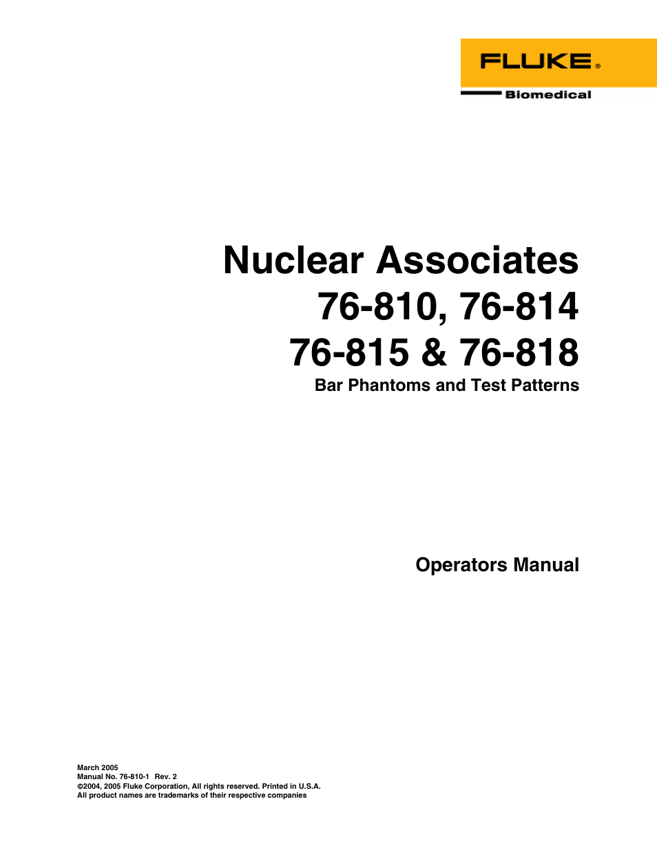 Fluke Biomedical 76-810 User Manual | 10 pages