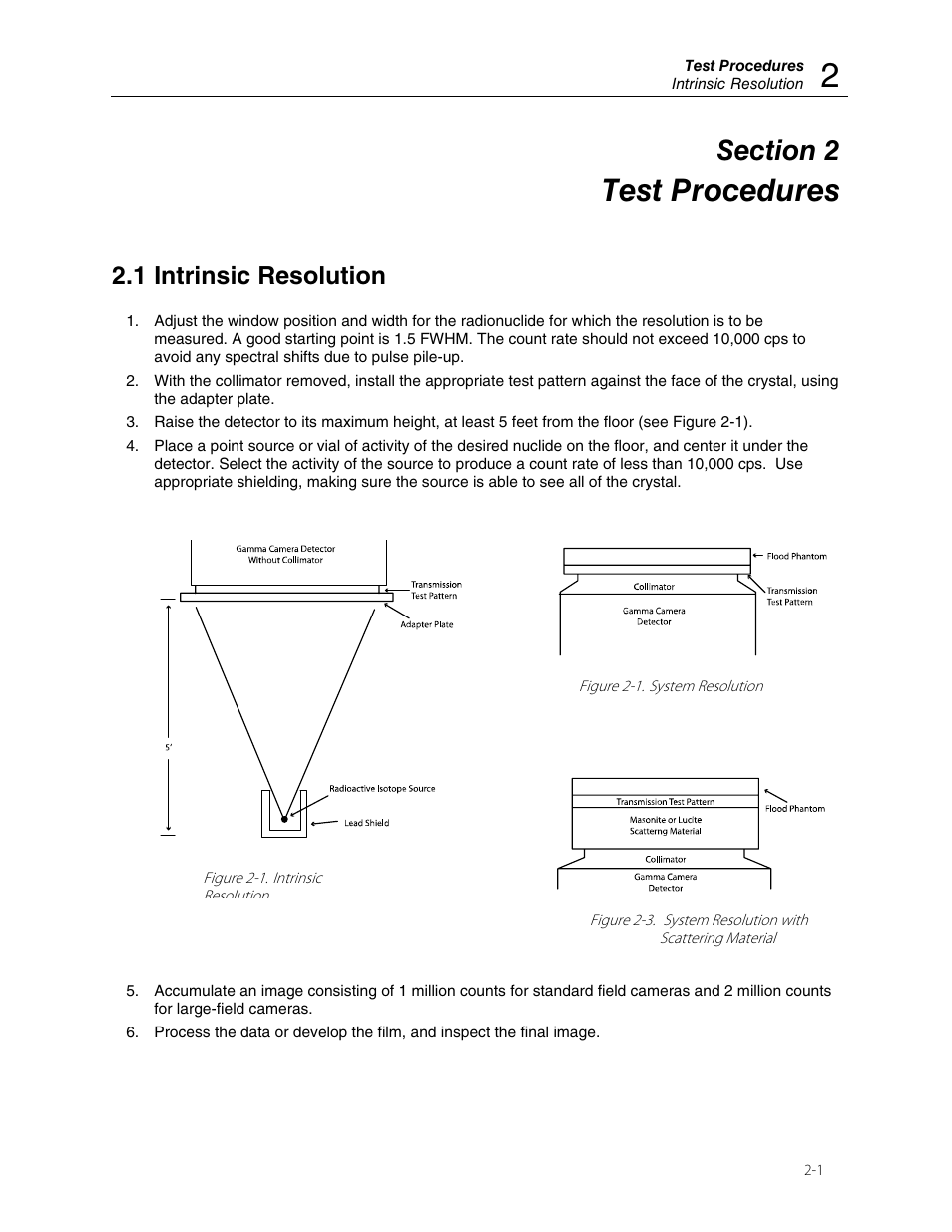 Test procedures, 1 intrinsic resolution | Fluke Biomedical 76-810 User Manual | Page 7 / 10