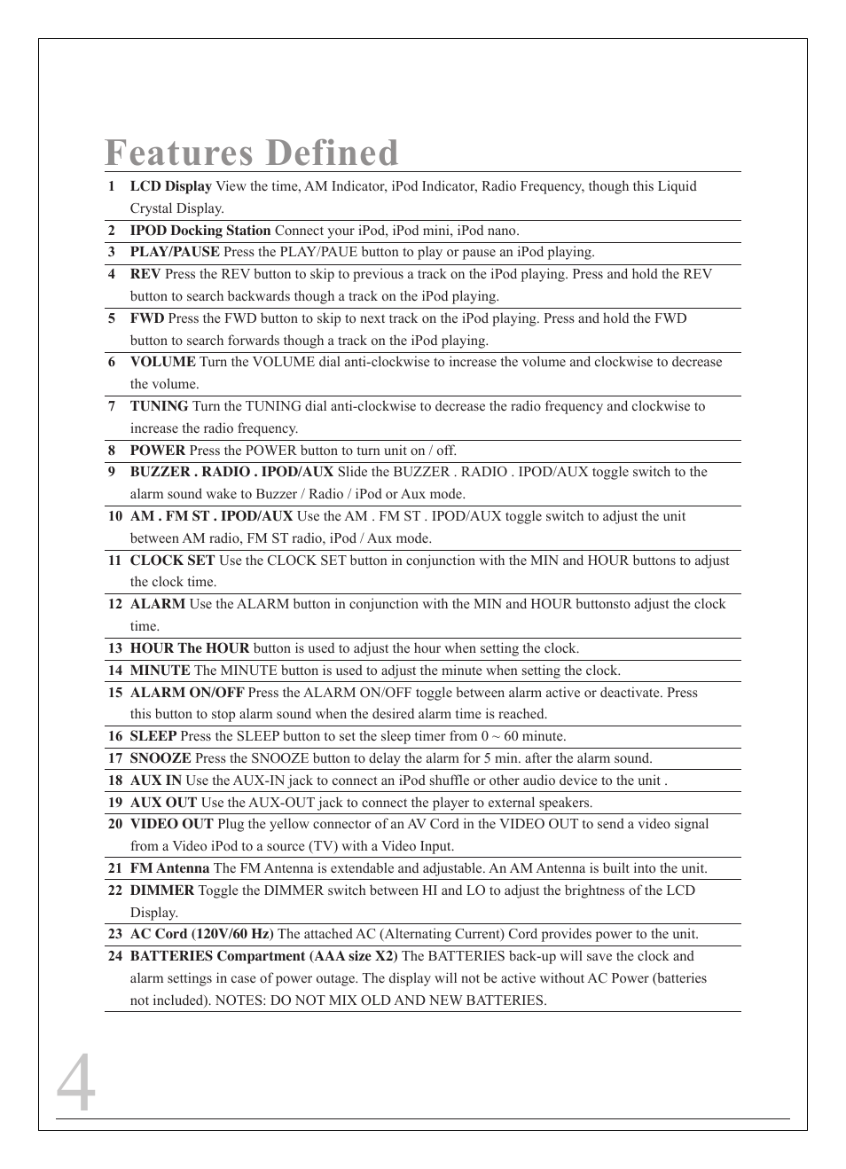 Features defined | Curtis iP215UK-BLACK User Manual | Page 3 / 7