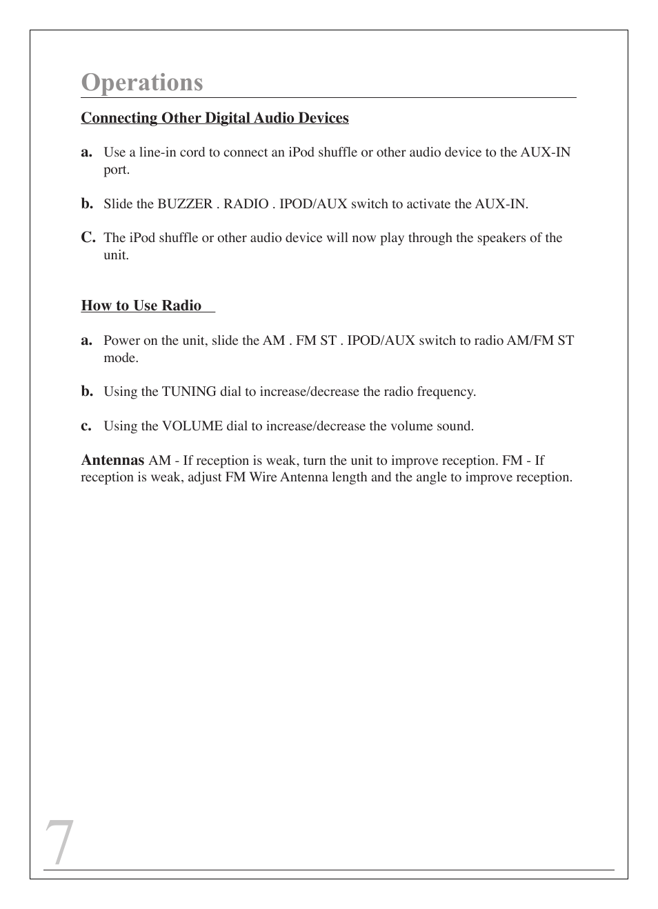 Operations | Curtis iP215UK-BLACK User Manual | Page 6 / 7