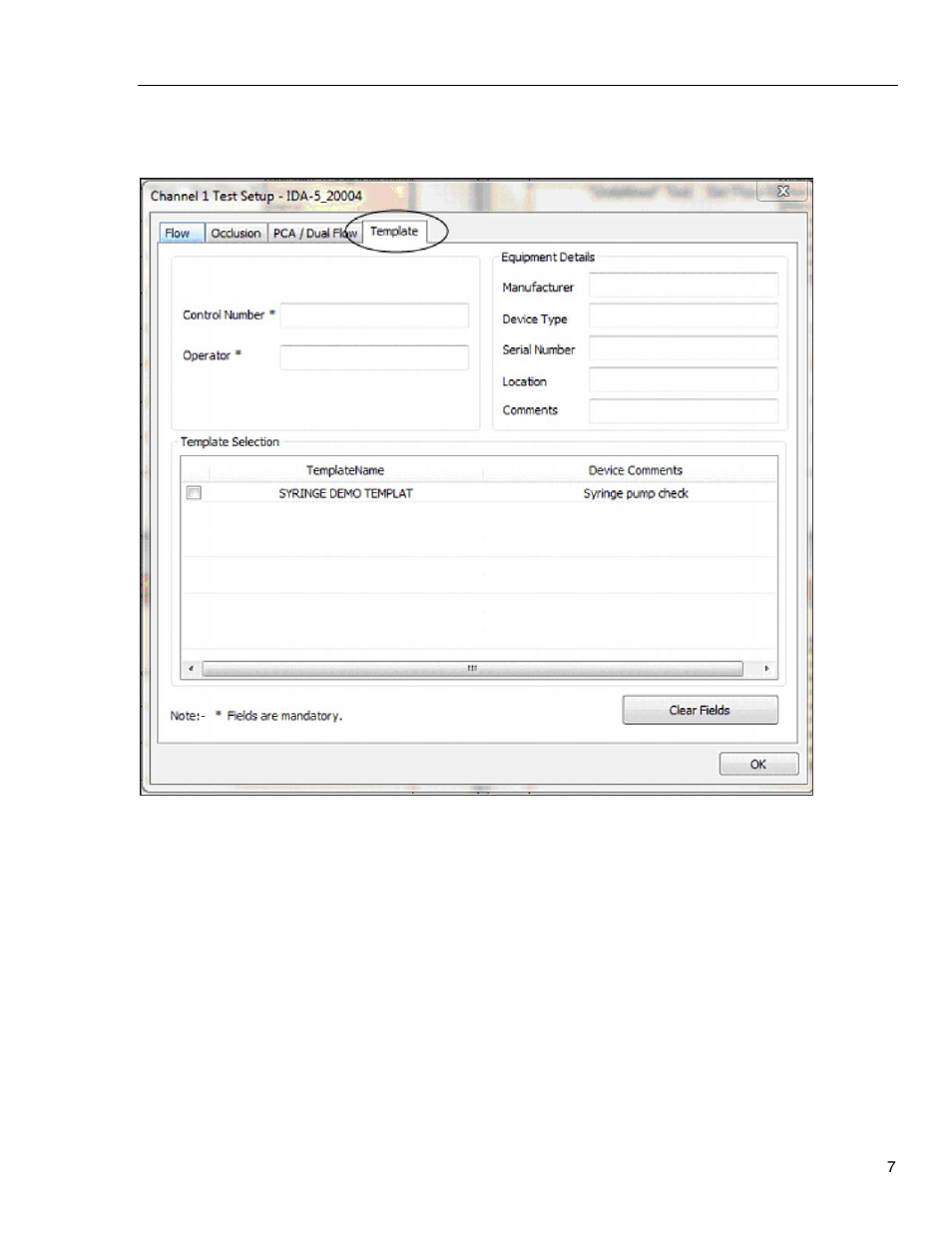 Template-controlled tests (ida-5 only) | Fluke Biomedical HydroGraph User Manual | Page 15 / 20