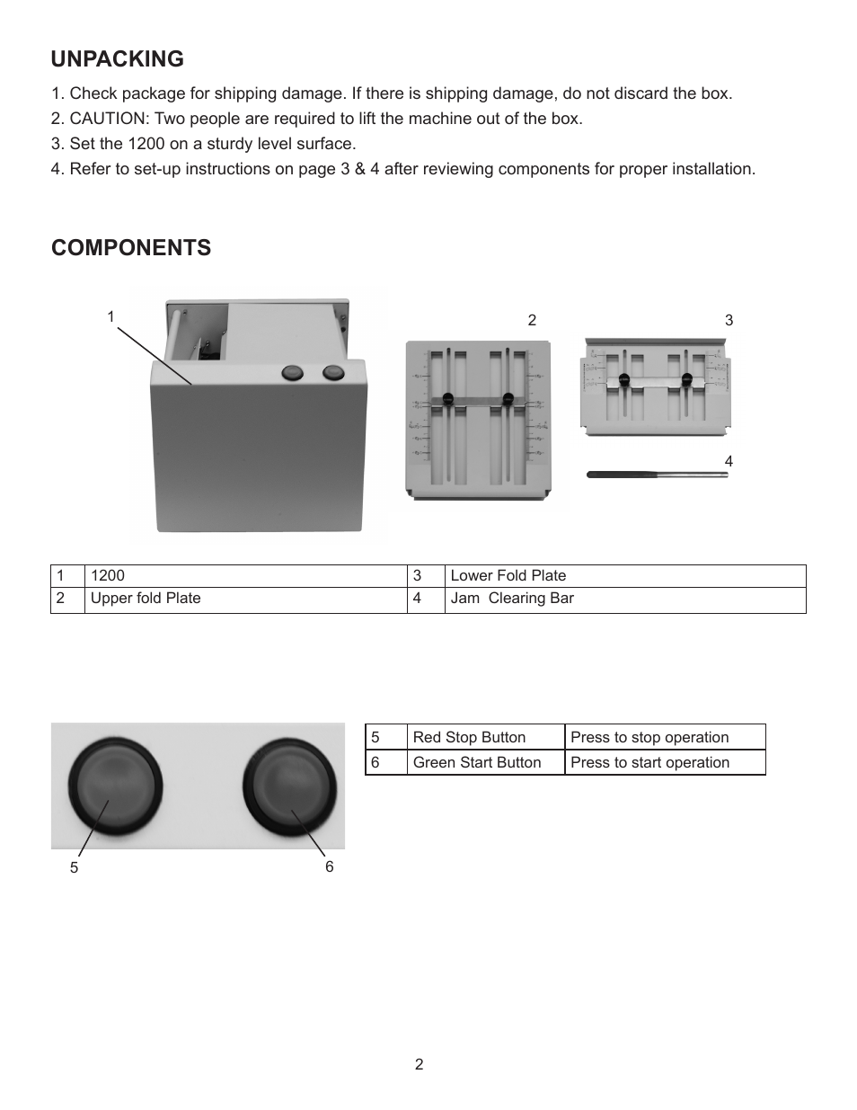 Unpacking components | Formax FD 1200 User Manual | Page 6 / 15