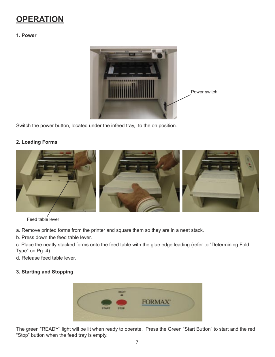 Operation | Formax FD 1400 Quick Setup Guide & Test Sheet User Manual | Page 7 / 9