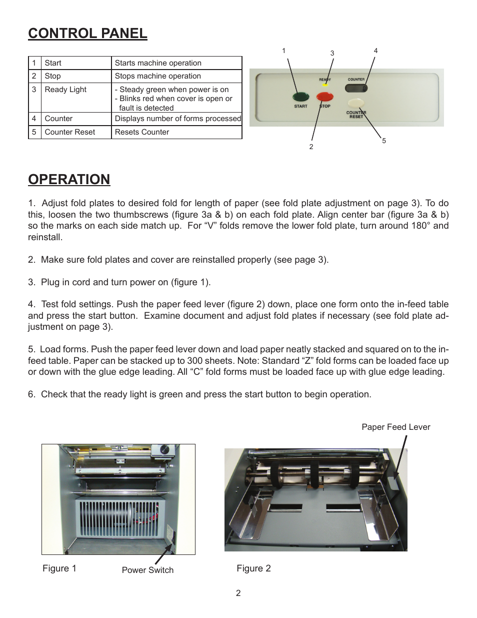 Operation, Control panel | Formax FD 1402 User Manual | Page 6 / 12