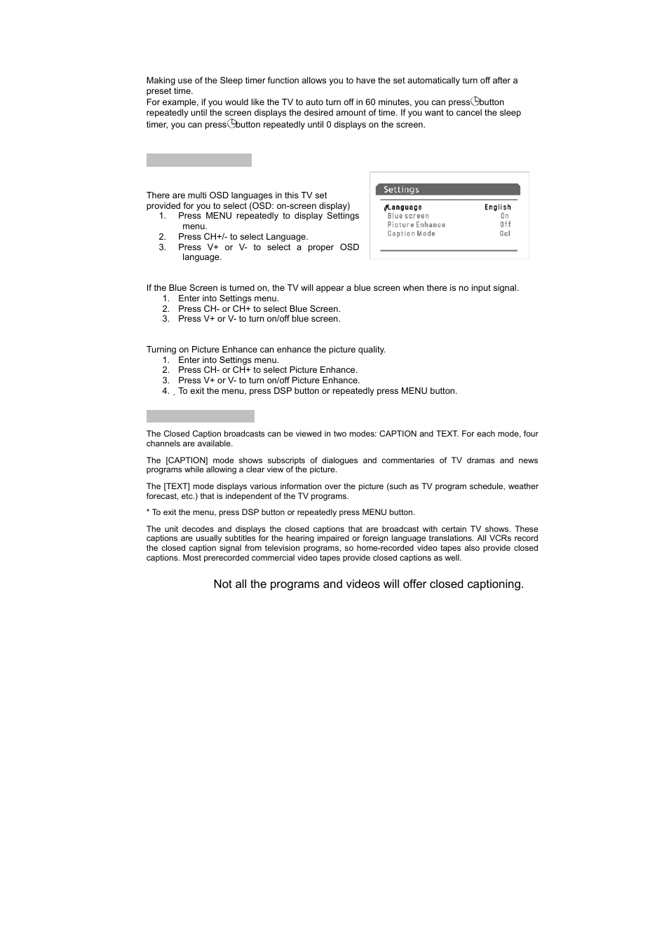 Curtis TV2010 User Manual | Page 13 / 14