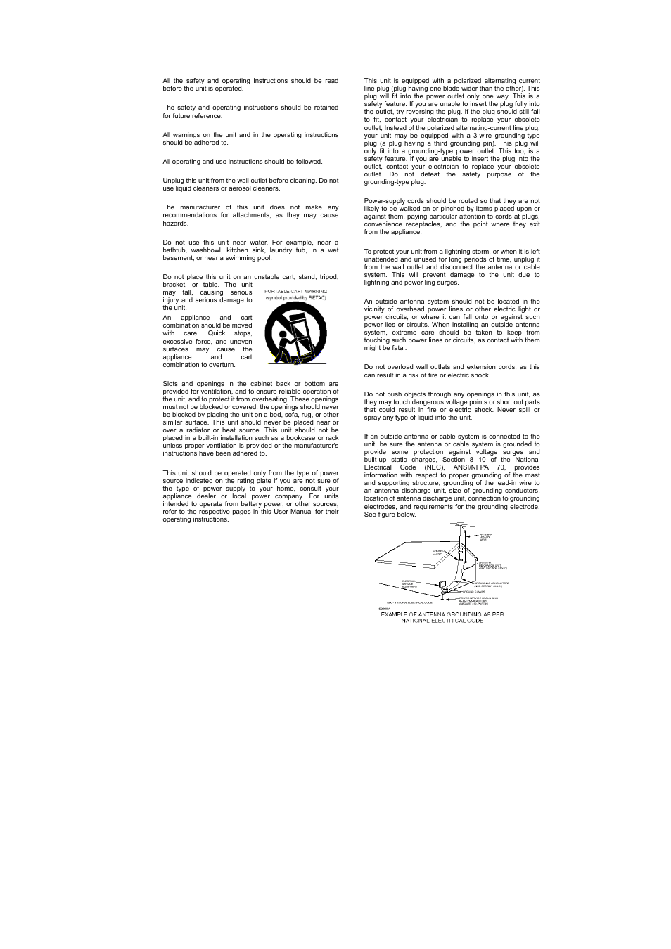 Important safeguards | Curtis TV2010 User Manual | Page 3 / 14