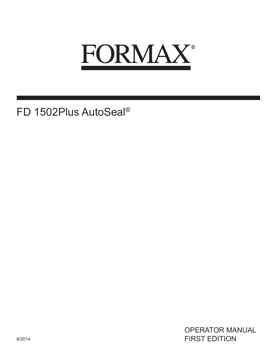 Formax FD 1502 Plus User Manual | 14 pages