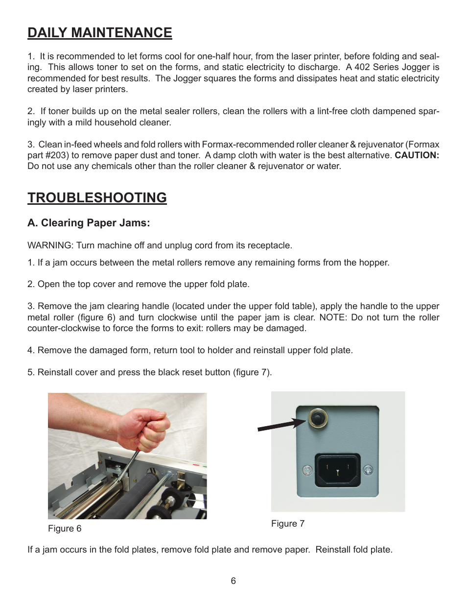 Daily maintenance, Troubleshooting | Formax FD 1502 Plus User Manual | Page 10 / 14