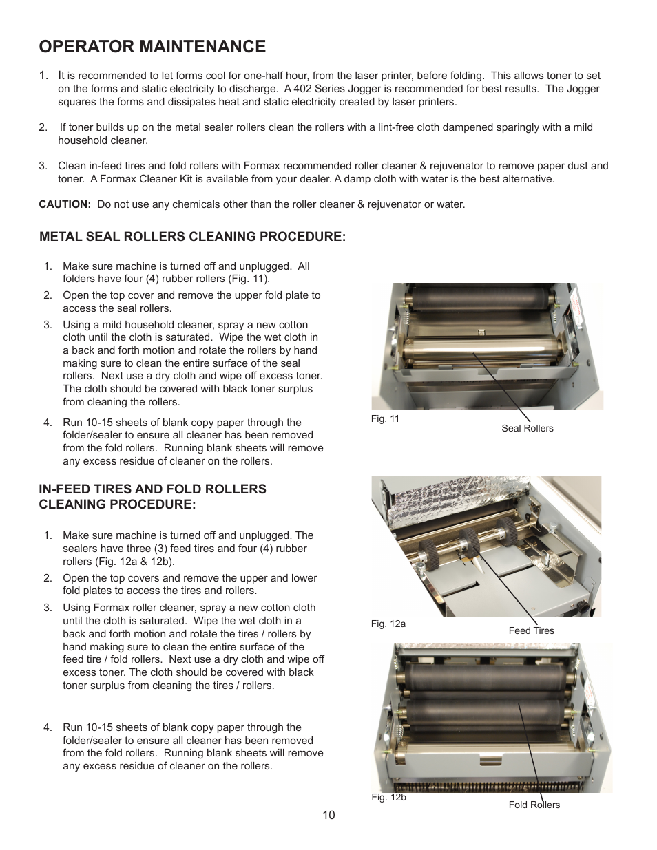 Operator maintenance | Formax FD 2002 User Manual | Page 14 / 17