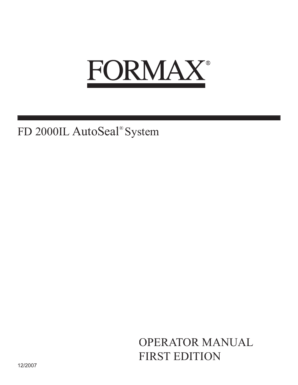 Formax FD 2000IL System User Manual | 19 pages