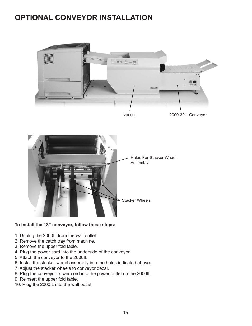 Optional conveyor installation | Formax FD 2000IL System User Manual | Page 19 / 19