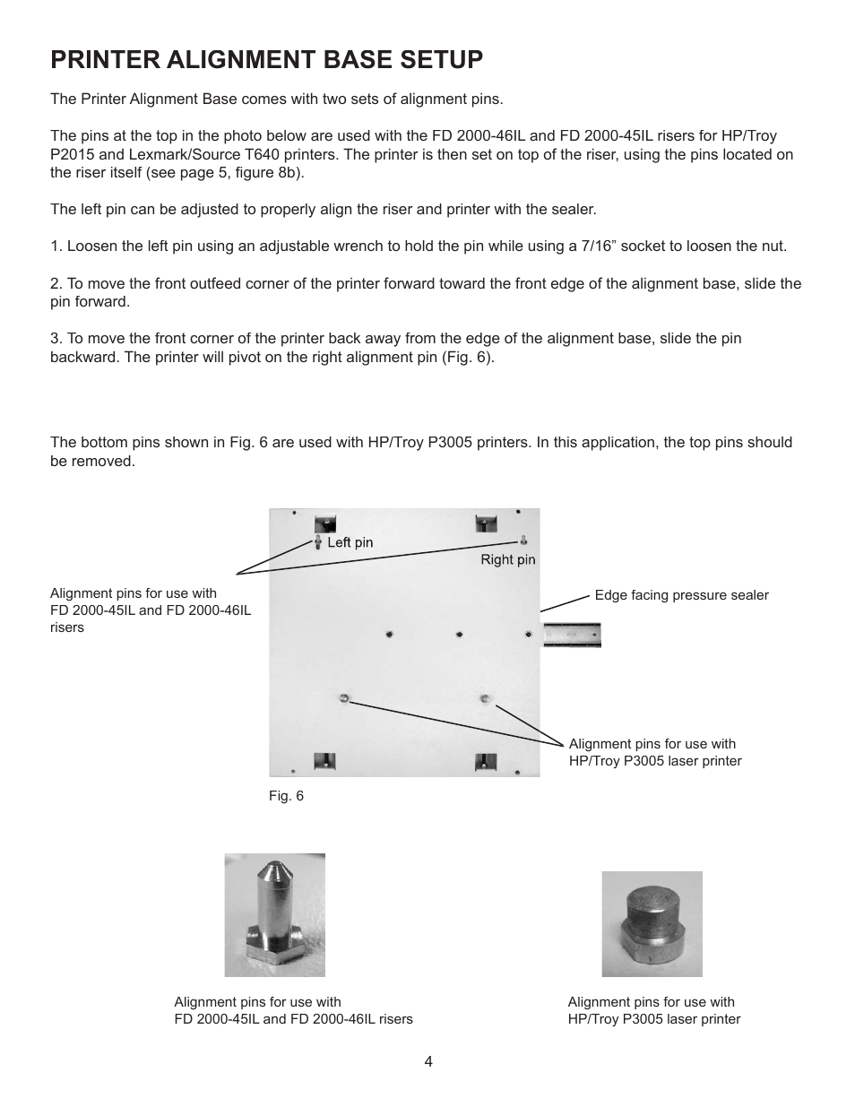 Printer alignment base setup | Formax FD 2000IL System User Manual | Page 8 / 19