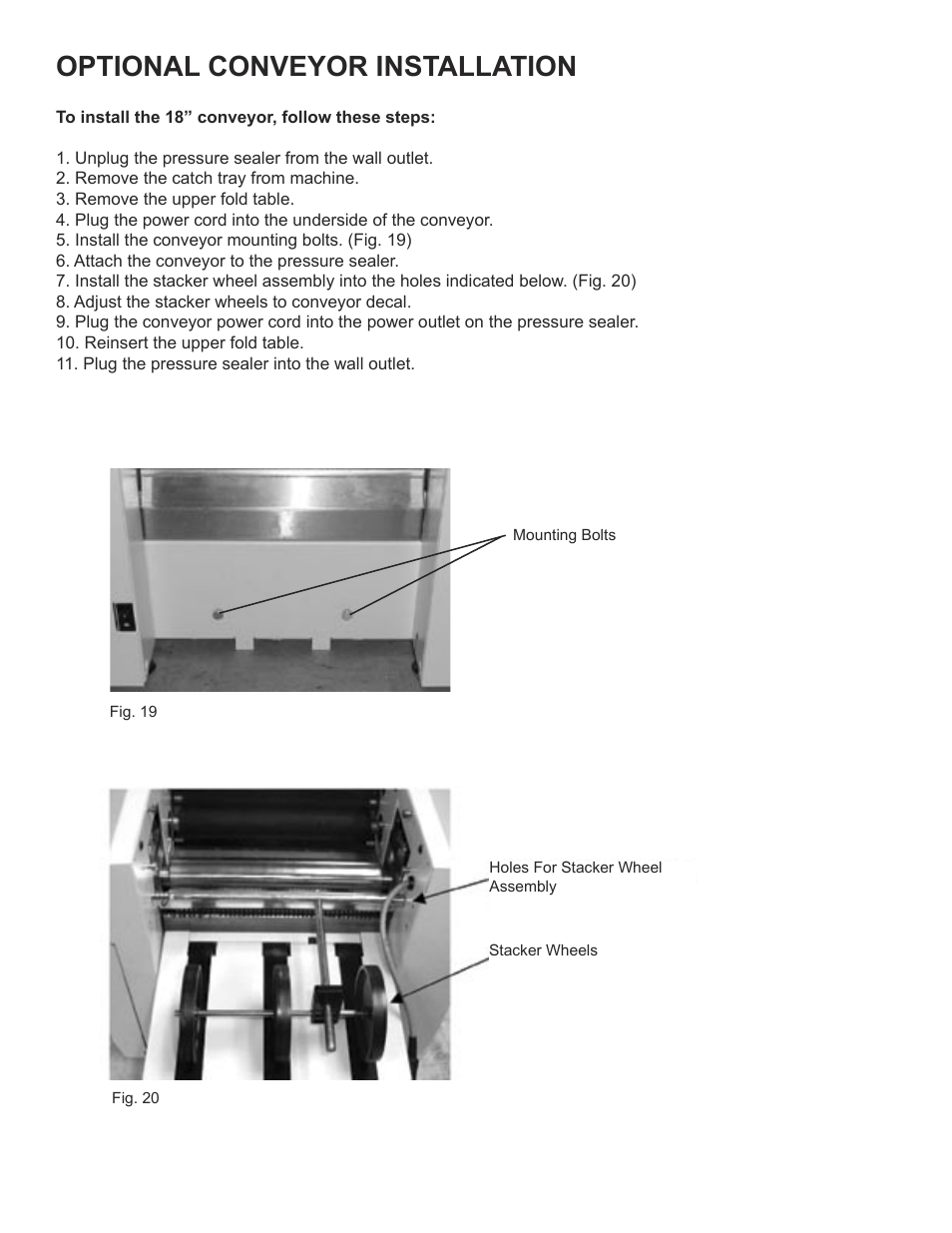 Optional conveyor installation | Formax FD 2052IL System User Manual | Page 18 / 18