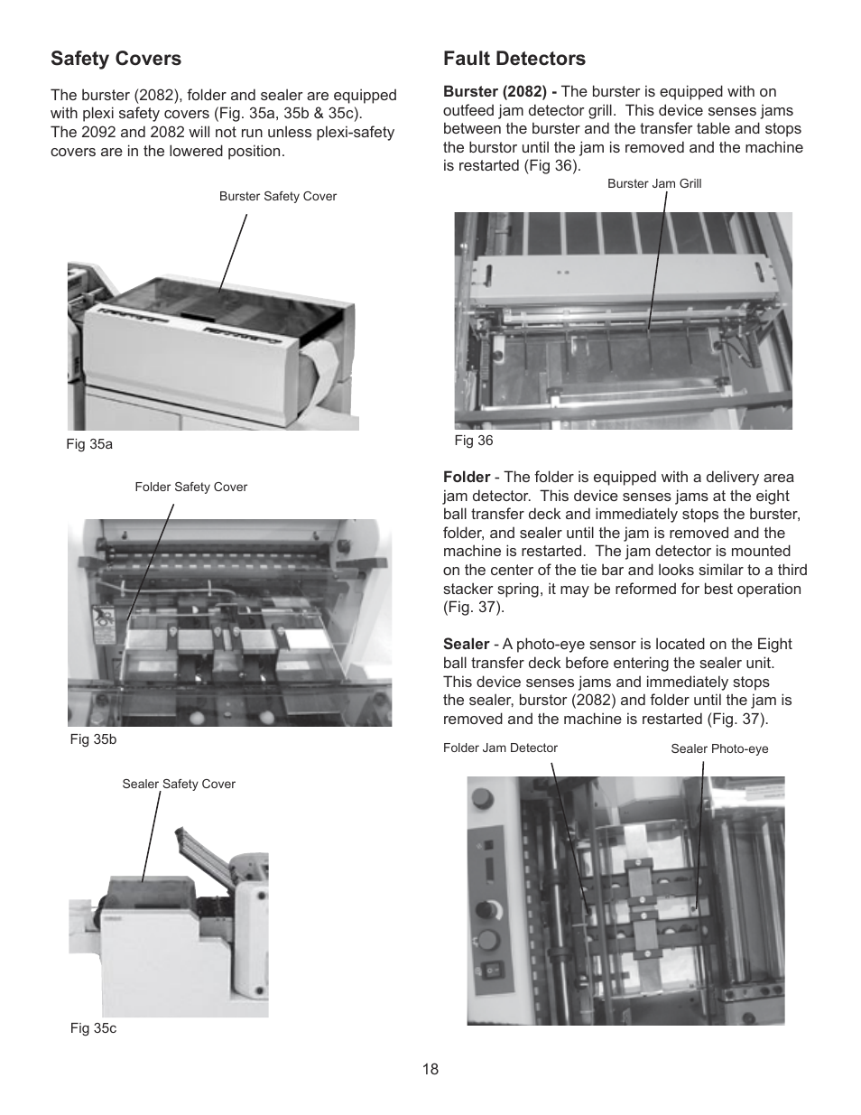 Fault detectors safety covers | Formax FD 2092 User Manual | Page 20 / 25