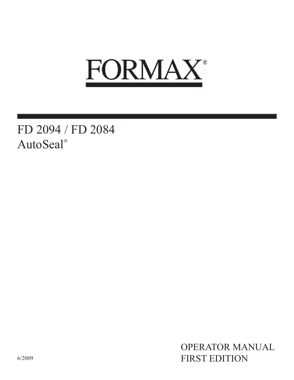Formax FD 2094 User Manual | 39 pages