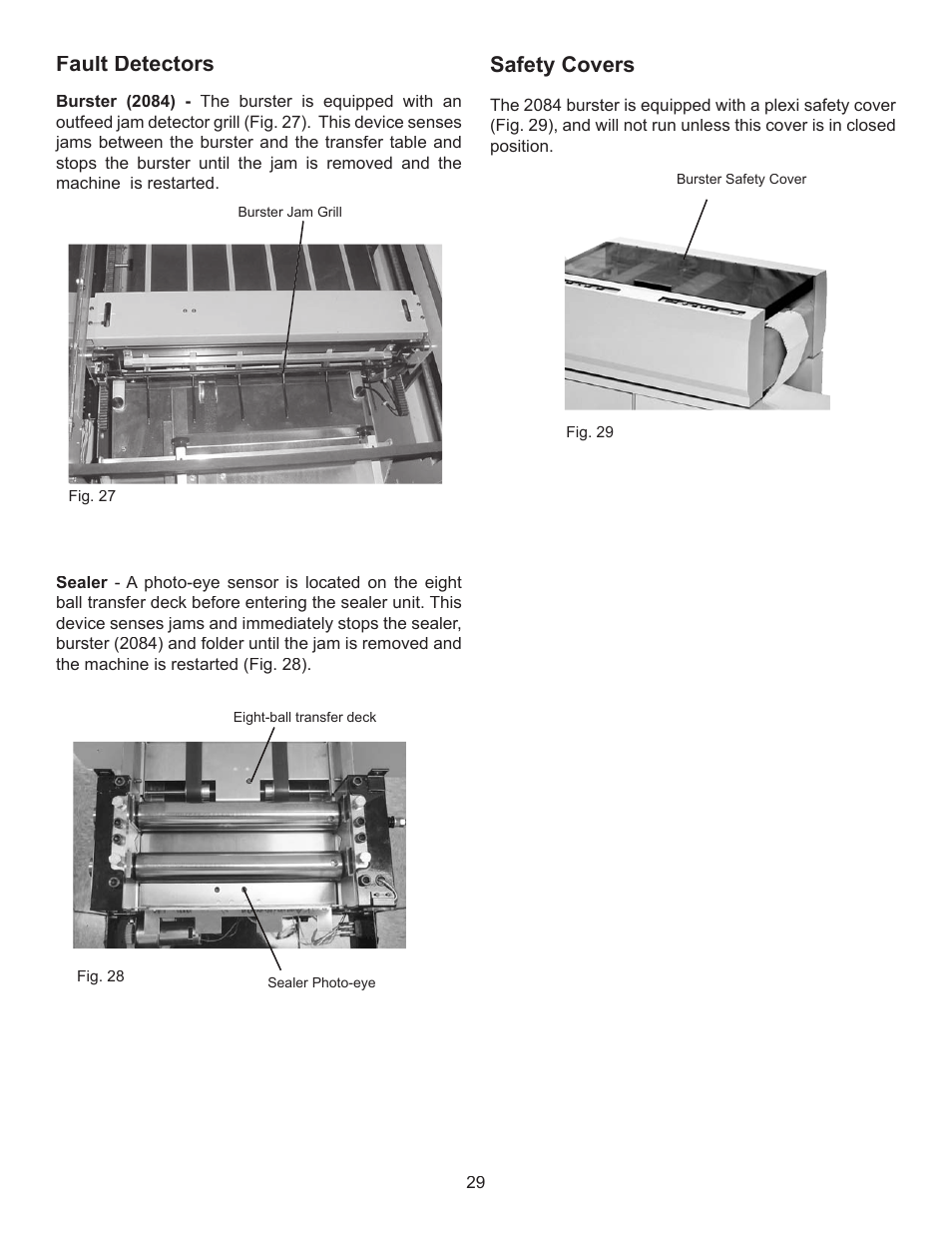 Safety covers, Fault detectors | Formax FD 2094 User Manual | Page 33 / 39