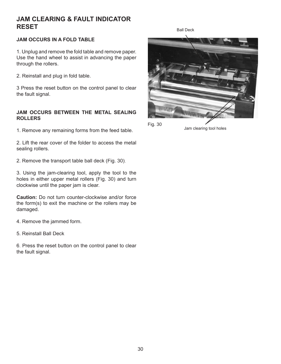 Jam clearing & fault indicator reset | Formax FD 2094 User Manual | Page 34 / 39