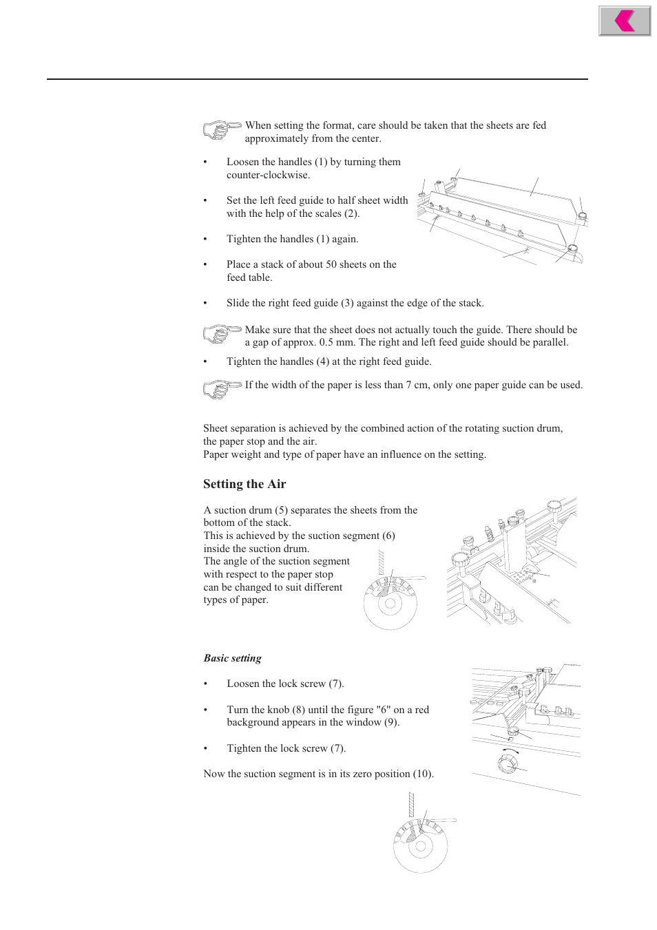 Setting the format, Setting the sheet separation | Formax 2200 Series User Manual | Page 14 / 103