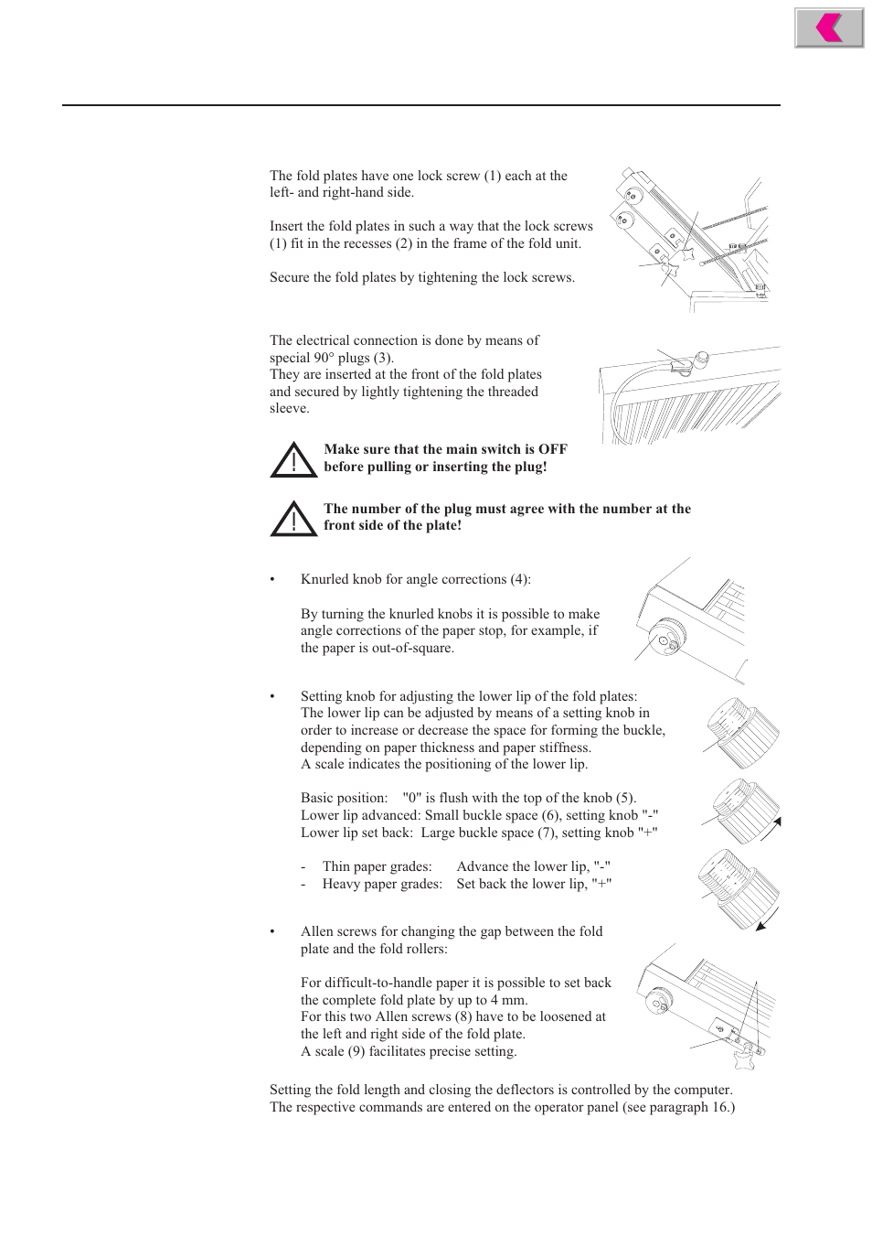 Setting elements of the fold plates, Setting the fold length | Formax 2200 Series User Manual | Page 32 / 103