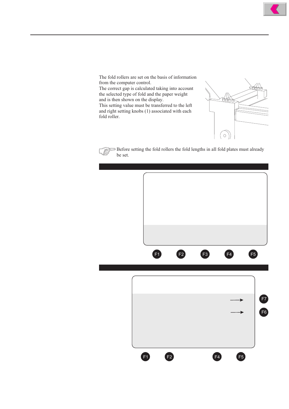 Setting the fold rollers - menu roller gap | Formax 2200 Series User Manual | Page 80 / 103