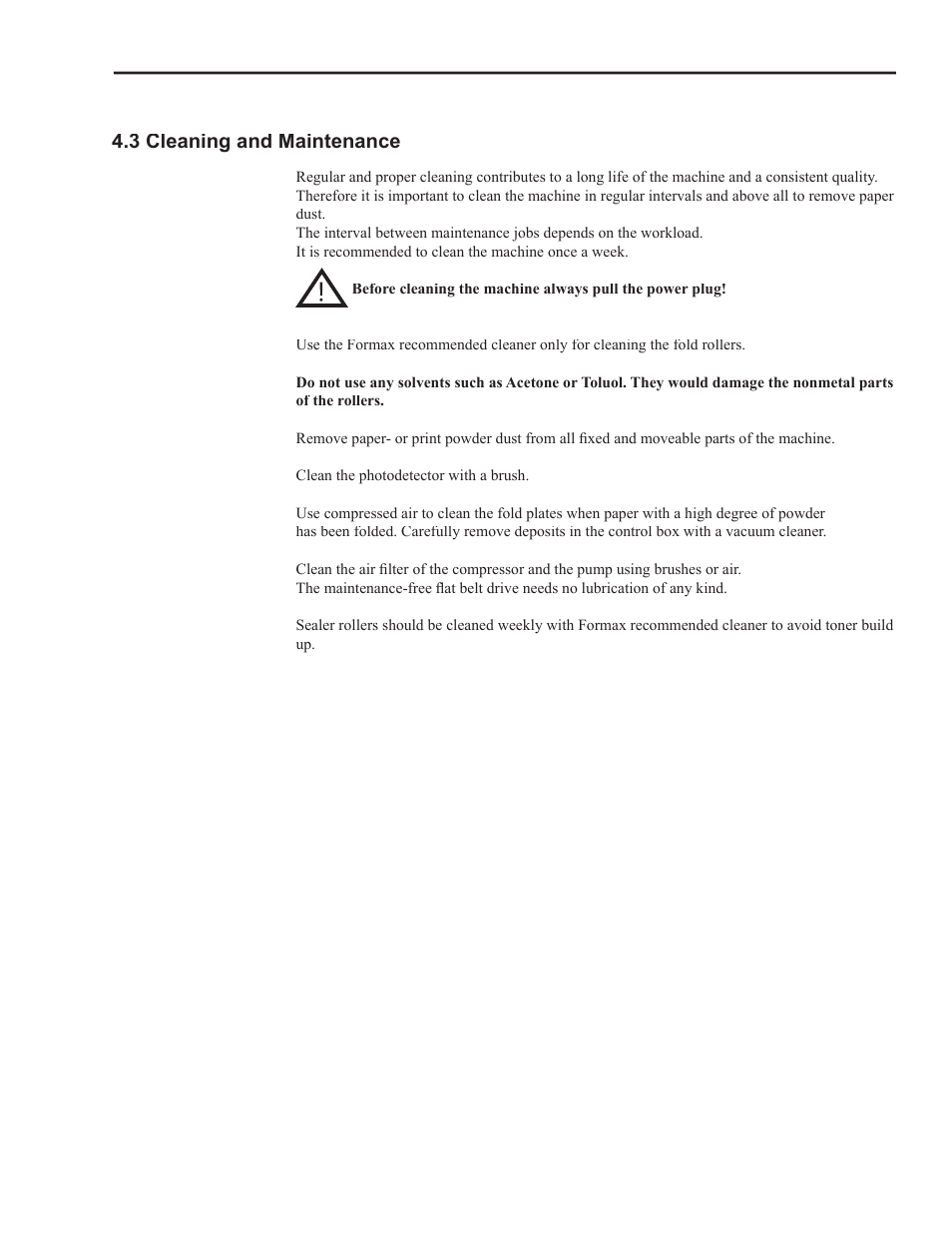 3 cleaning and maintenance | Formax 2200 Series User Manual | Page 9 / 103