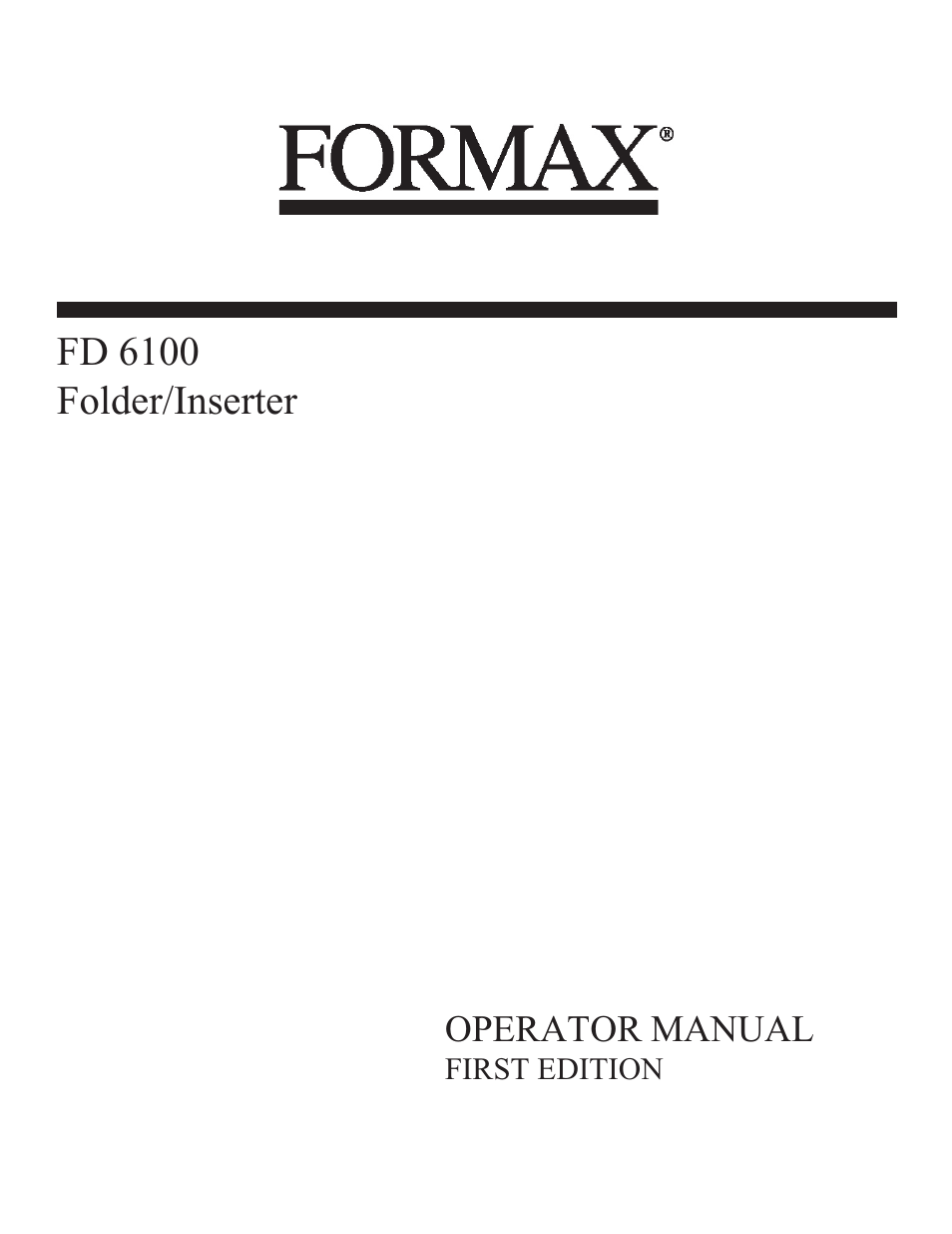 Formax FD 6100 User Manual | 75 pages