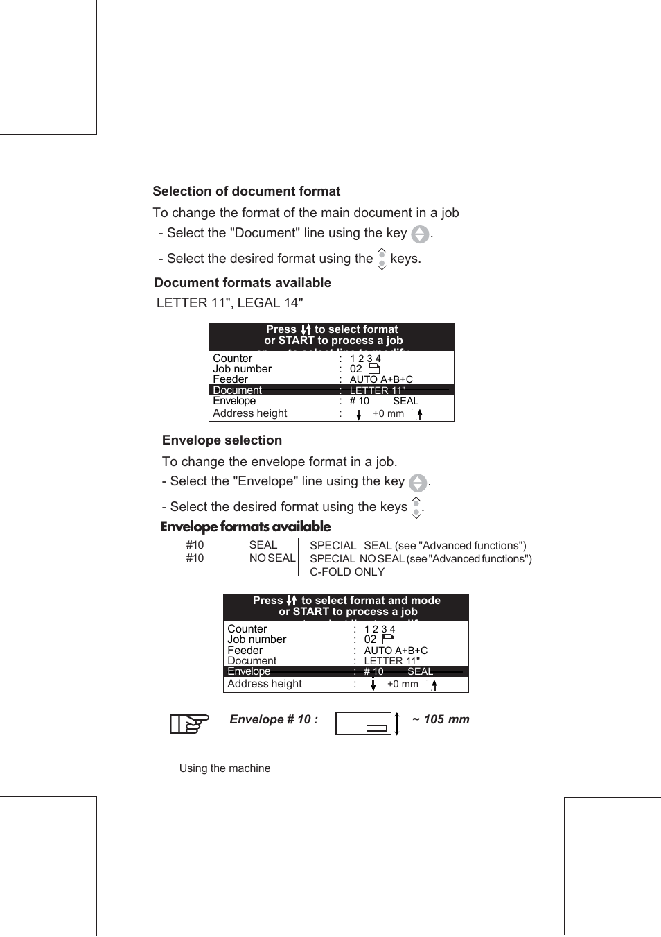 Envelope formats available | Formax FD 6100 User Manual | Page 29 / 75
