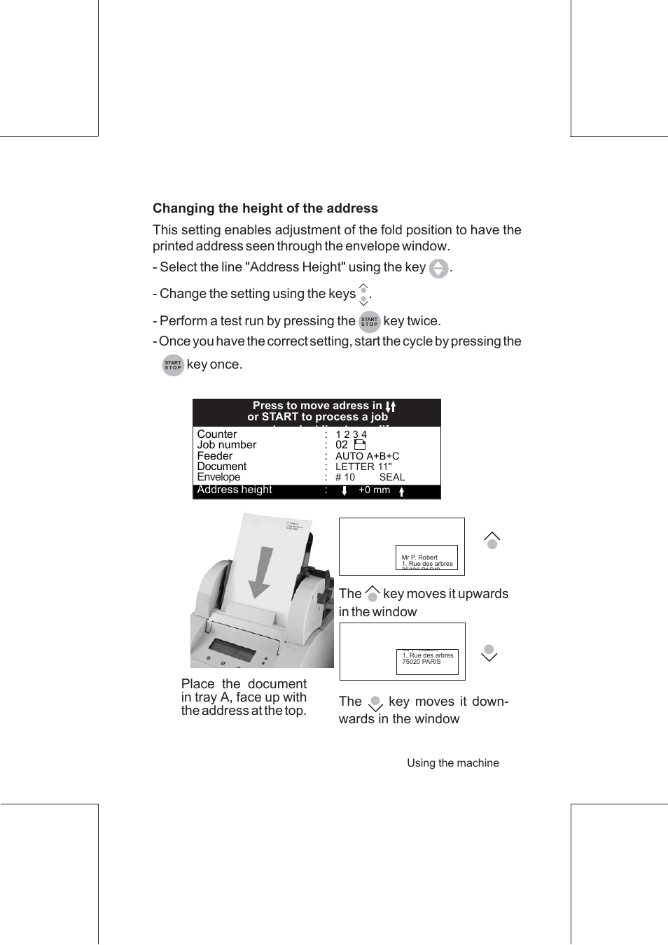 The key moves it down- wards in the window | Formax FD 6100 User Manual | Page 30 / 75