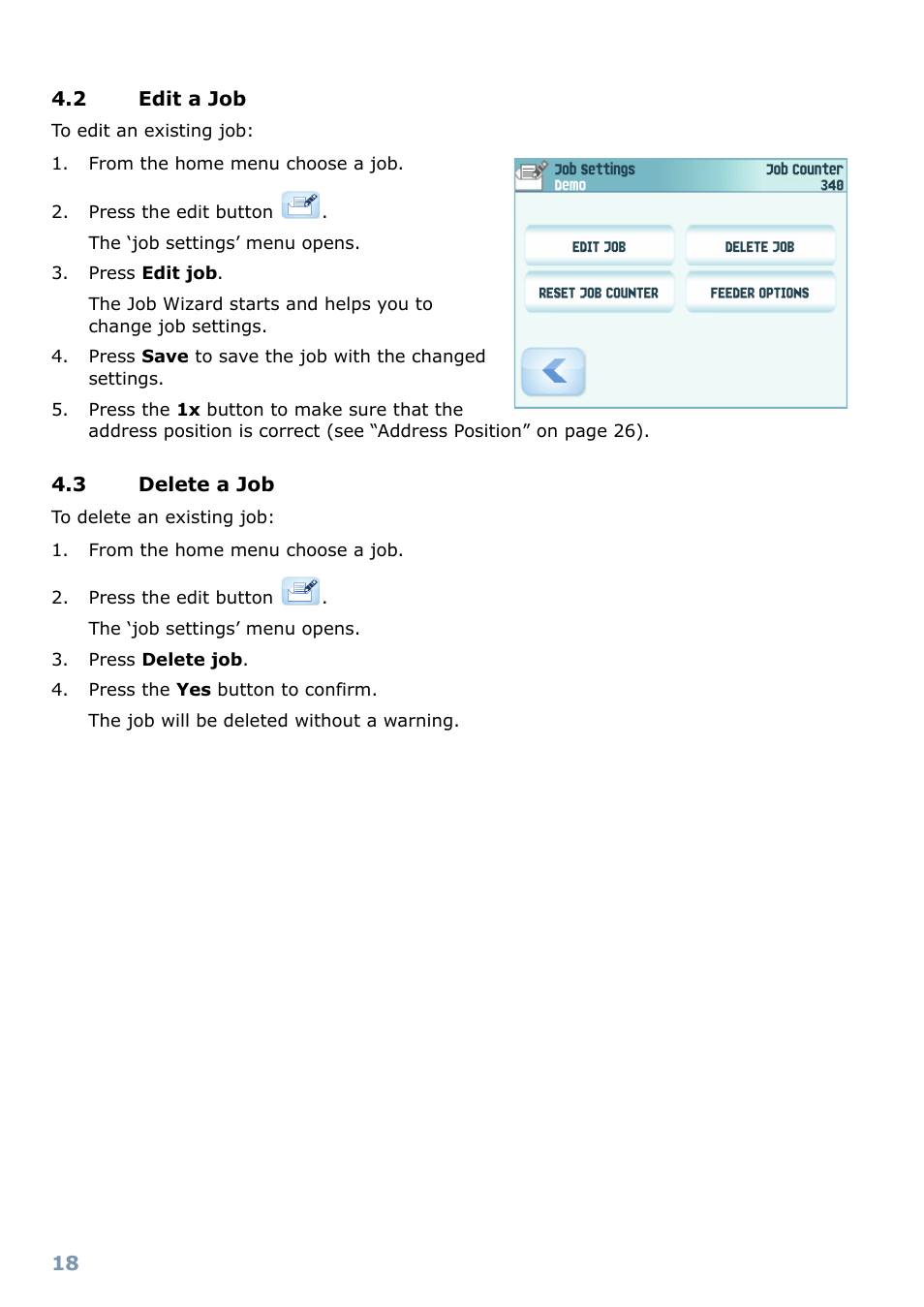 Edit a job, Delete a job | Formax FD 6102 User Manual | Page 19 / 35