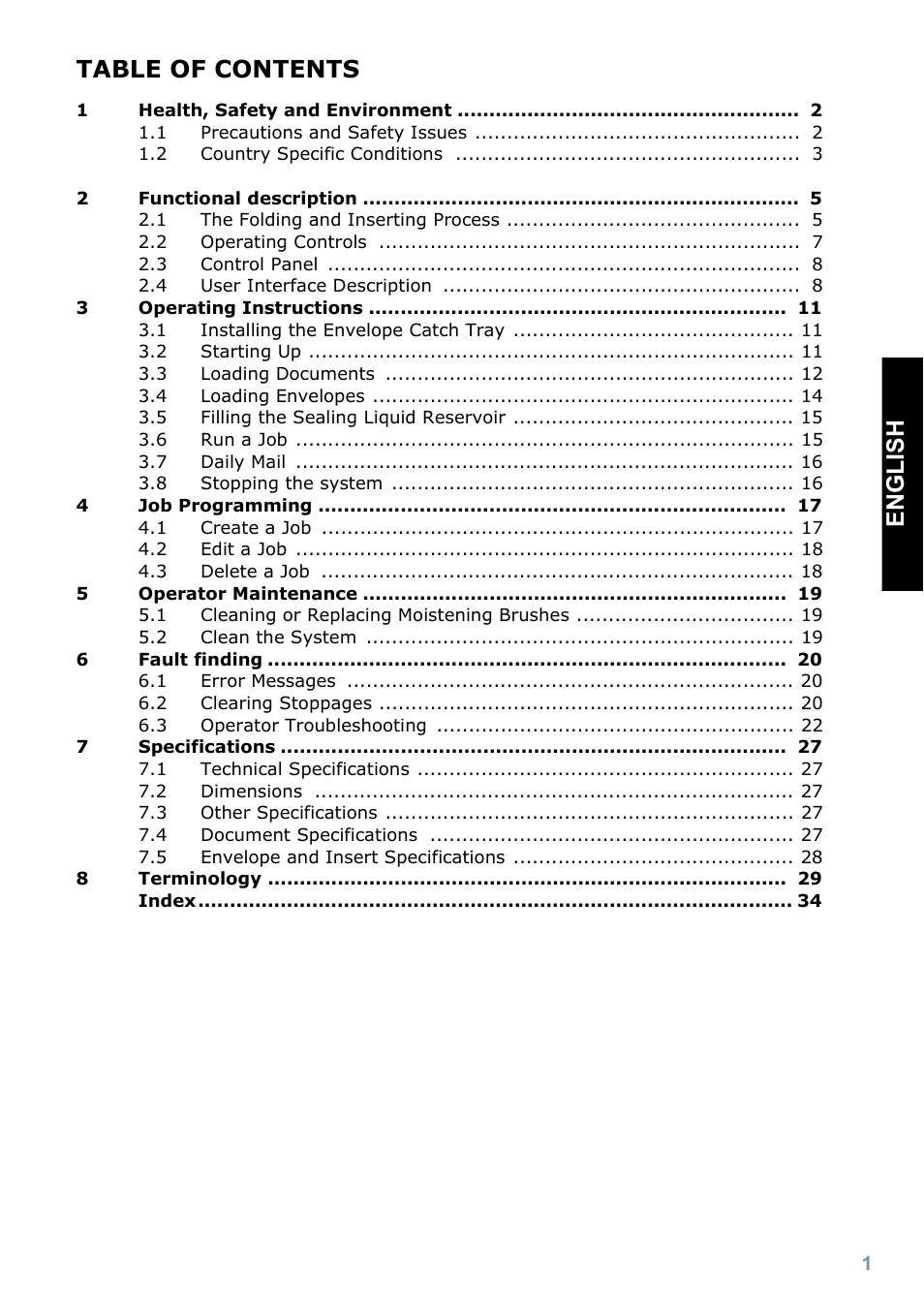 Englis h table of contents | Formax FD 6102 User Manual | Page 2 / 35